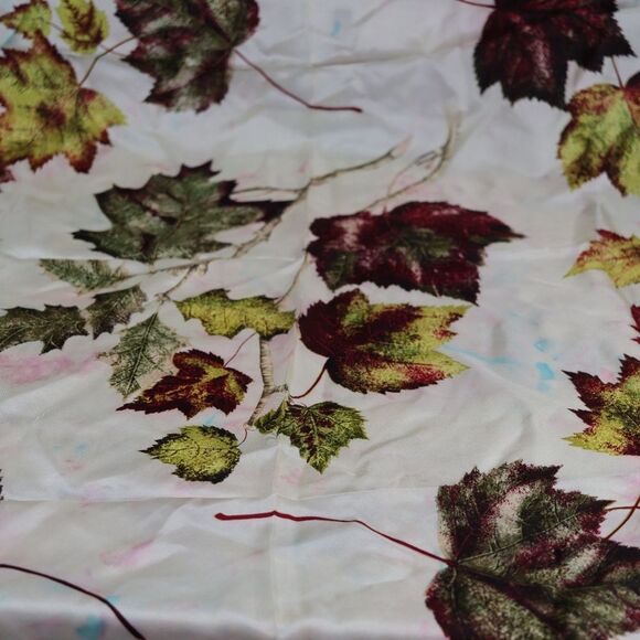 Perry Ellis Vintage Silk Leaf Print Scarf 40x38 Whimsical Rustic Sophisticated - Picture 6 of 10